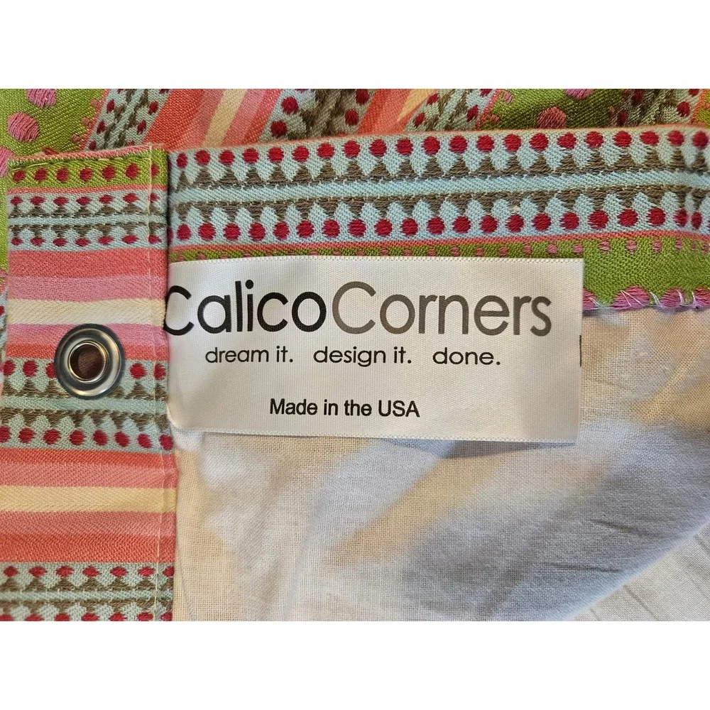 Calico Corners oversized‎ windows drape panel chanda stripe pink green 100x80